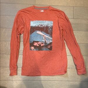 The North Face Men's Orange Graphic Long Sleeve Shirt